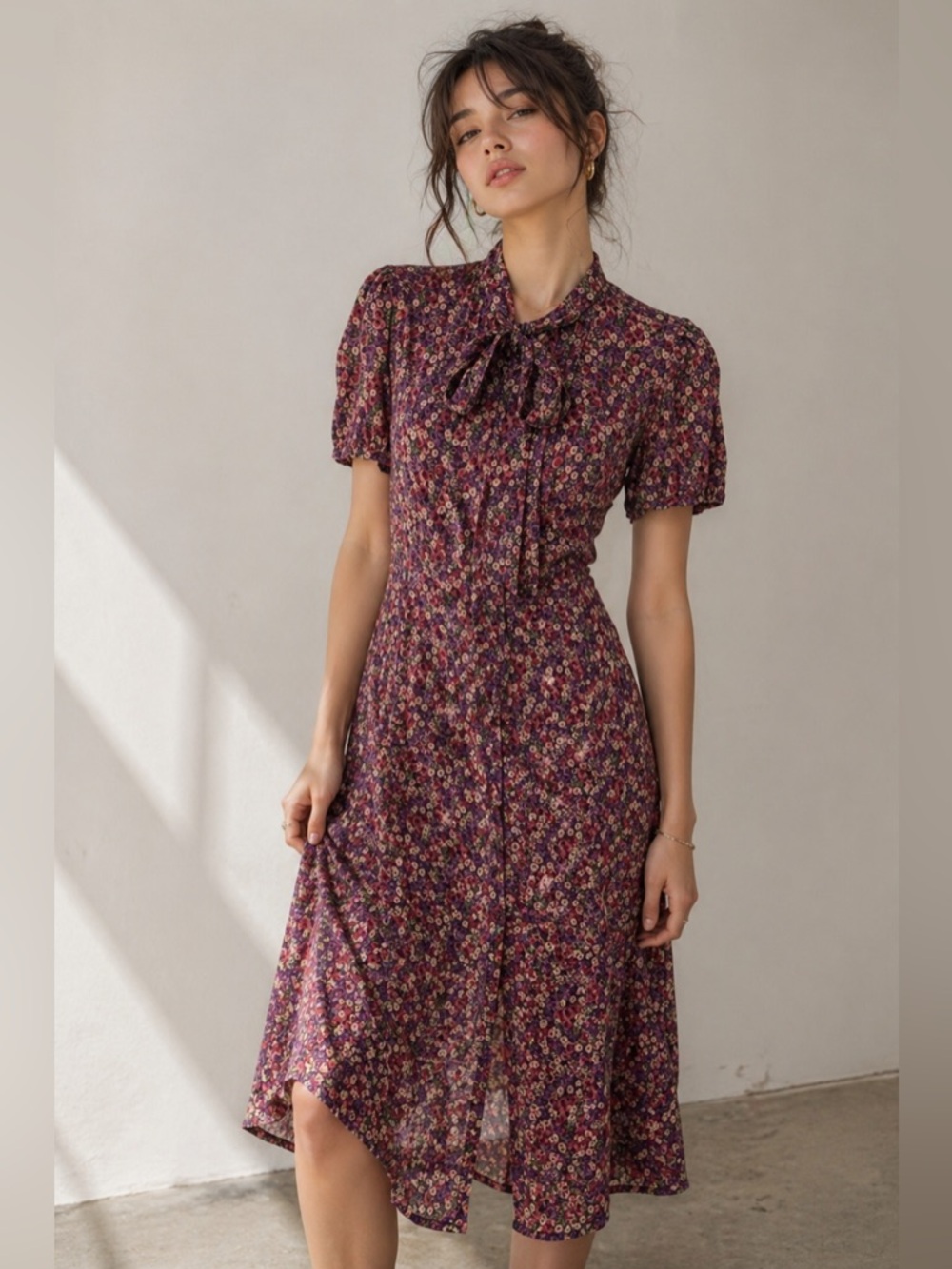 Lauren Ralph Lauren Zachari-Short Sleeve Midi Fit & Flare Floral Dress Size 6